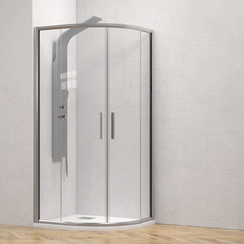 Box doccia semicircolare 80x80 finitura argento opaco | KE-2000A kamalu - 1