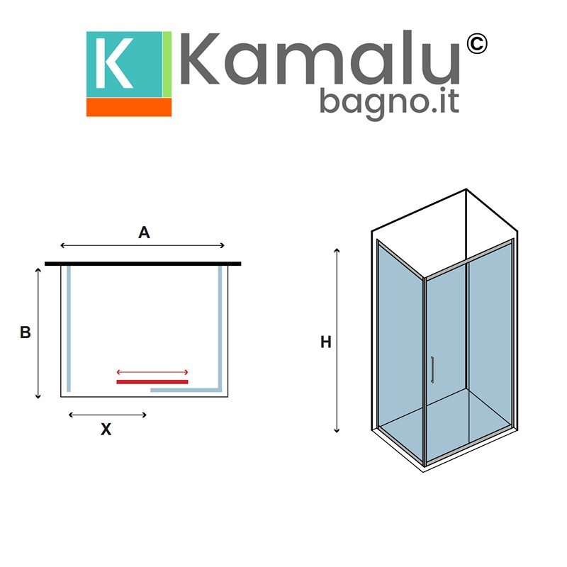 Box doccia angolare 70x100 bianco opaco scorrevole | KE-4000B kamalu - 3