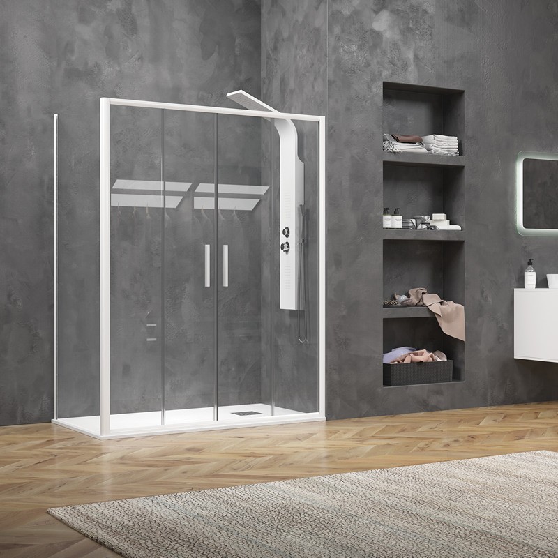 Box doccia 70x180 colore bianco opaco doppio scorrevole | KE-6000B kamalu - 2