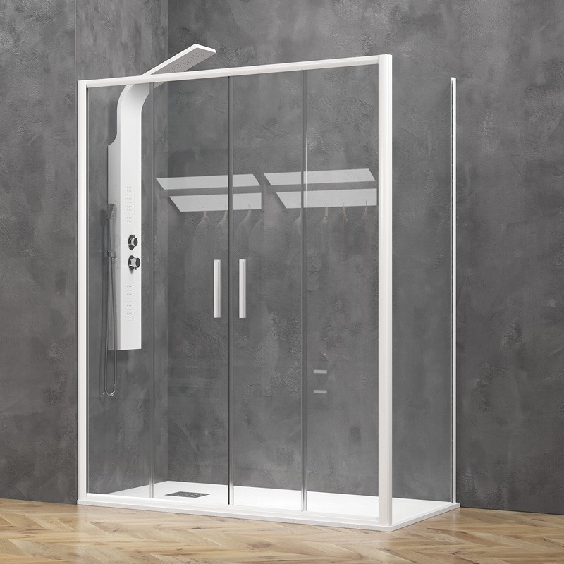 Box doccia 70x180 colore bianco opaco doppio scorrevole | KE-6000B kamalu - 1