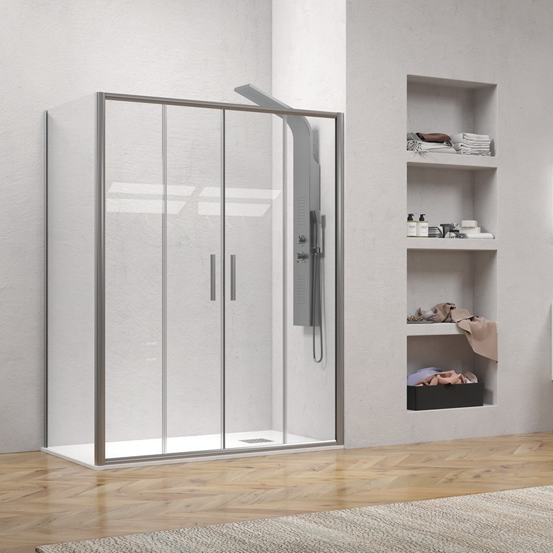 Box doccia 80x200 telaio argento opaco doppio scorrevole | KE-6000A kamalu - 2