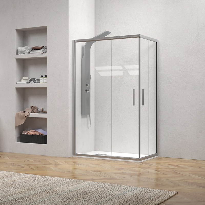 Box doccia 70x100 telaio argento opaco doppio scorrevole | KE-1000A kamalu - 1