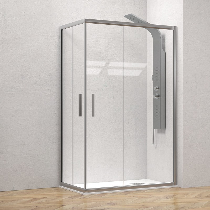 Box doccia 120x120 telaio argento opaco doppio scorrevole | KE-1000A kamalu - 2