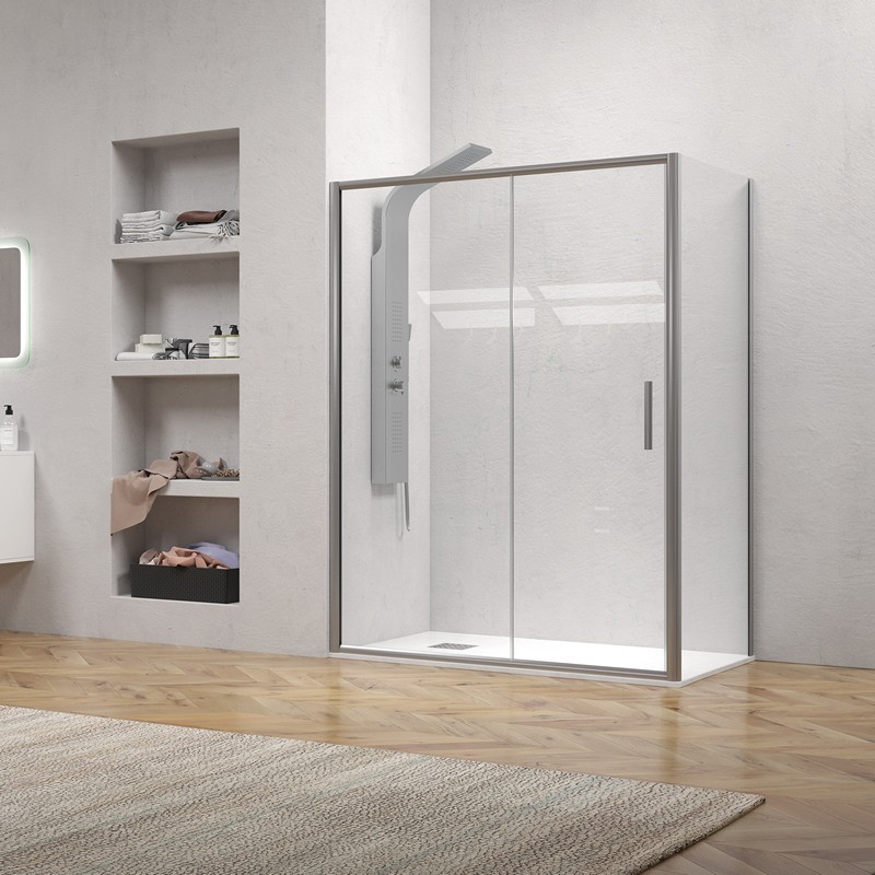 Box doccia angolare 70x110 telaio argento opaco scorrevole | KE-4000A kamalu - 1