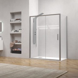 Box doccia angolare 80x100 telaio argento opaco scorrevole | KE-4000A kamalu - 1
