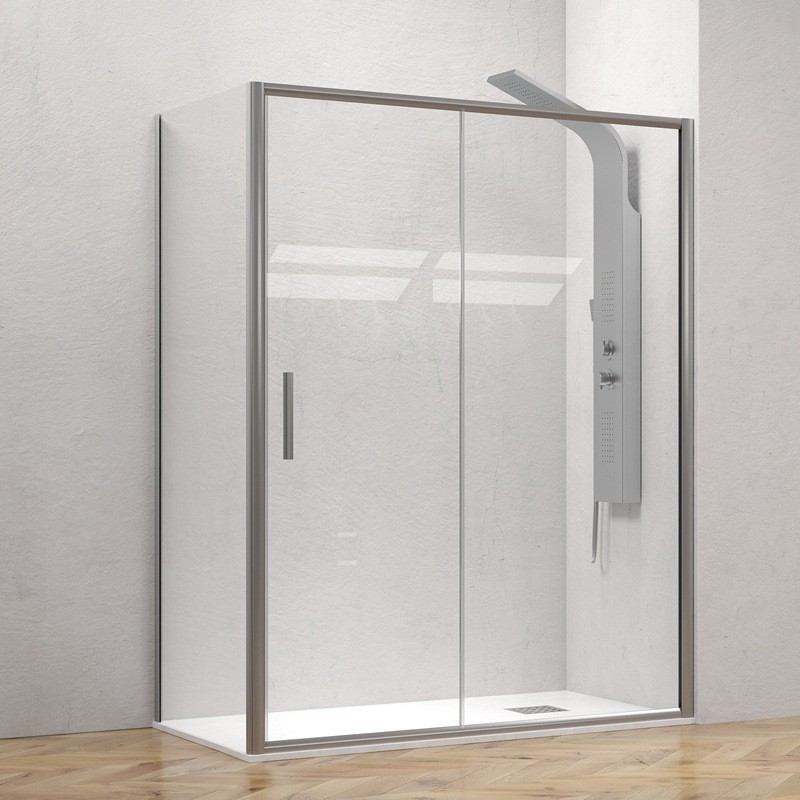 Box doccia angolare 80x140 telaio argento opaco scorrevole | KE-4000A kamalu - 2