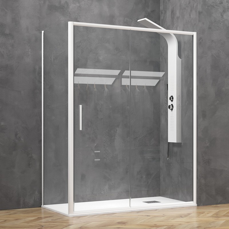 Box doccia angolare 90x110 bianco opaco scorrevole | KE-4000B kamalu - 1