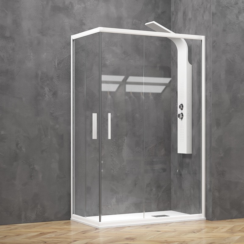 Box doccia bianco opaco 80x110 doppio scorrevole | KE-1000B kamalu - 2