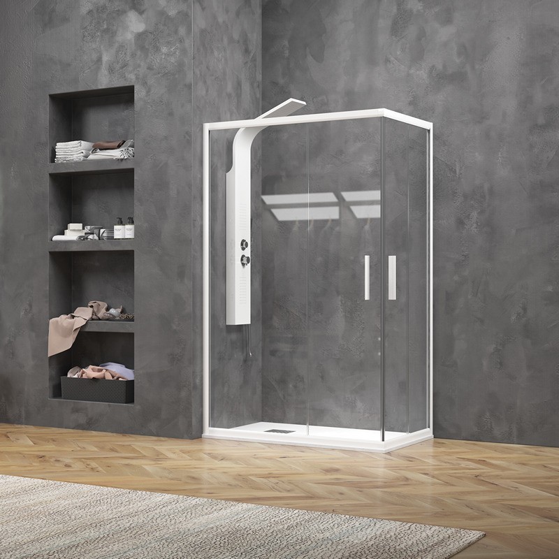 Box doccia bianco opaco 80x120 doppio scorrevole | KE-1000B kamalu - 1