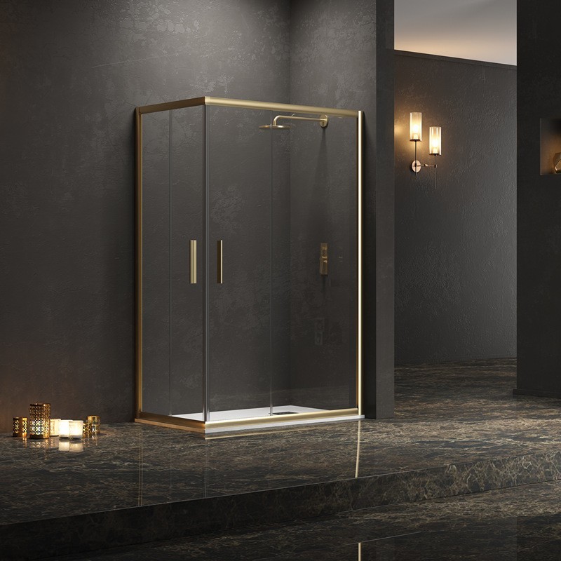 Box doccia oro satinato 80x120 doppio scorrevole | KE-1000G kamalu - 2