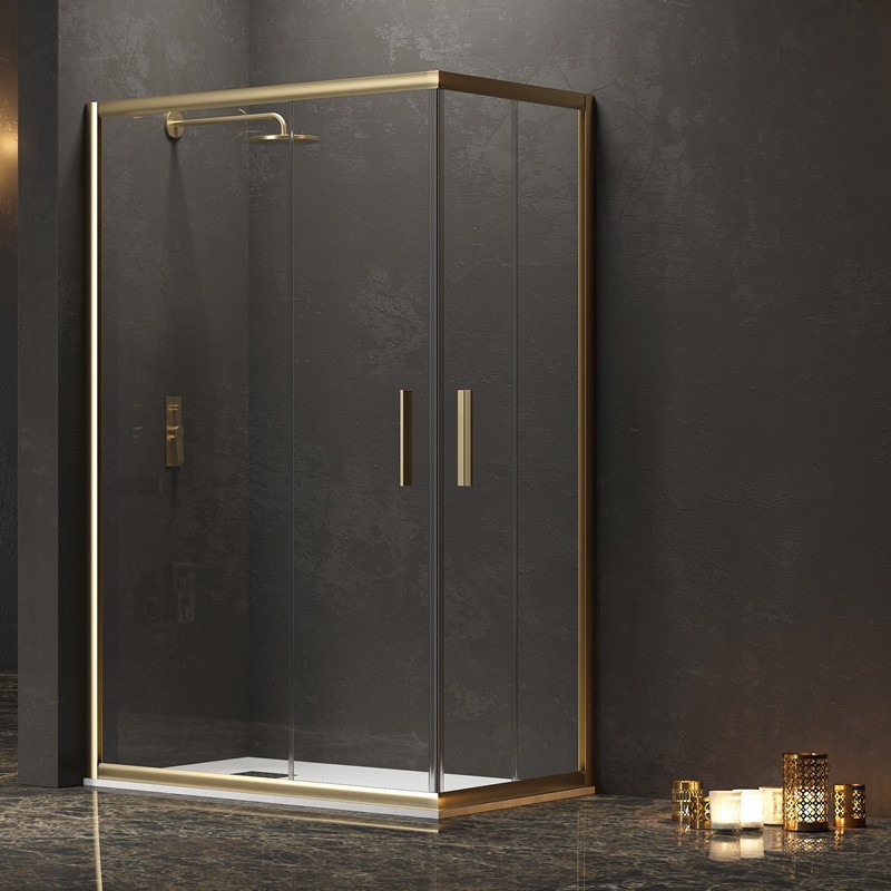 Box doccia oro satinato 80x120 doppio scorrevole | KE-1000G kamalu - 1
