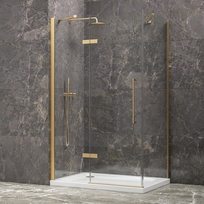 Box doccia 80x80 oro satinato porta battente | KT5000G kamalu - 1
