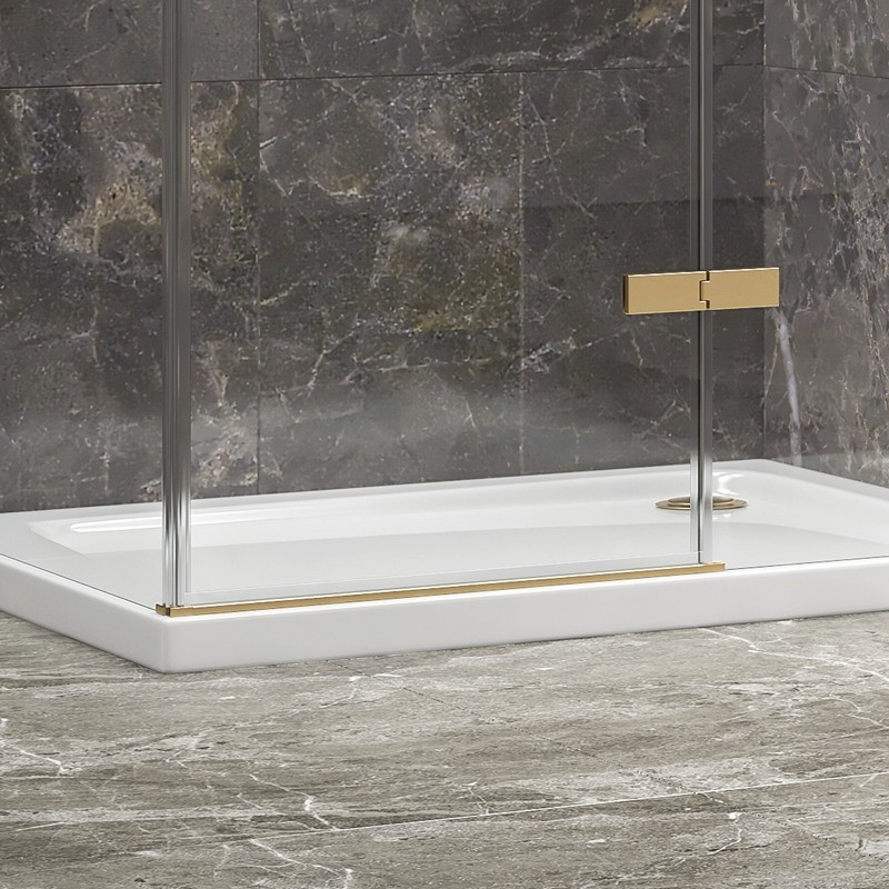 Box doccia 80x80 oro satinato porta battente | KT5000G kamalu - 4