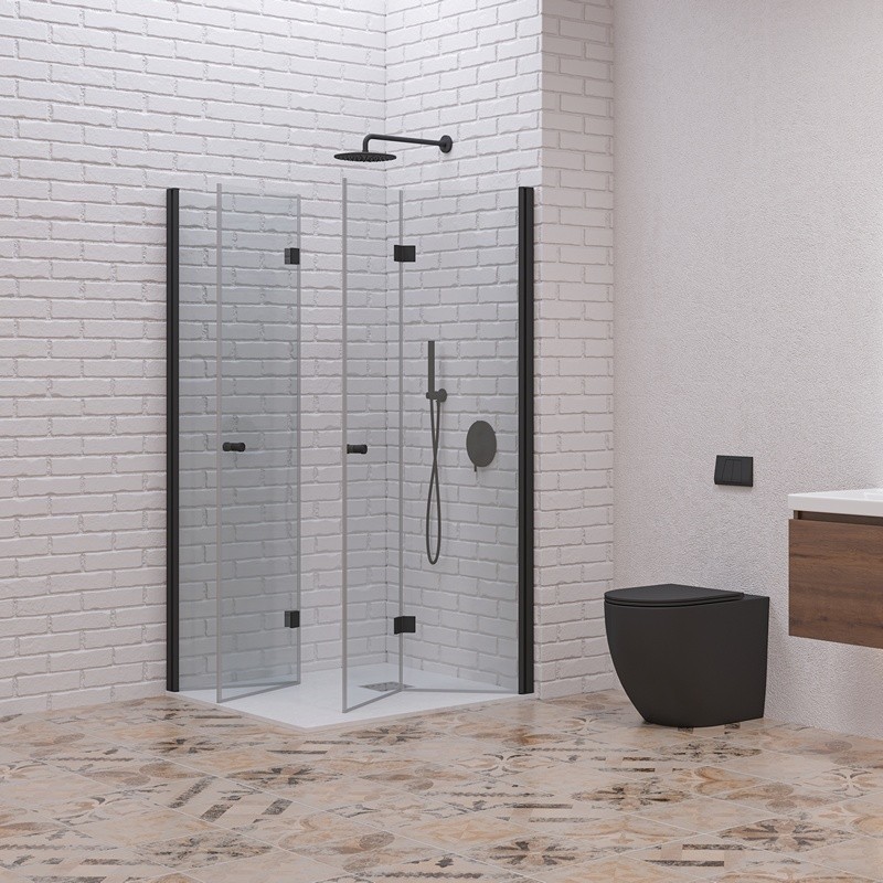 Box doccia 60x80 cm doppia apertura a libro colore nero | KS7000N kamalu - 2