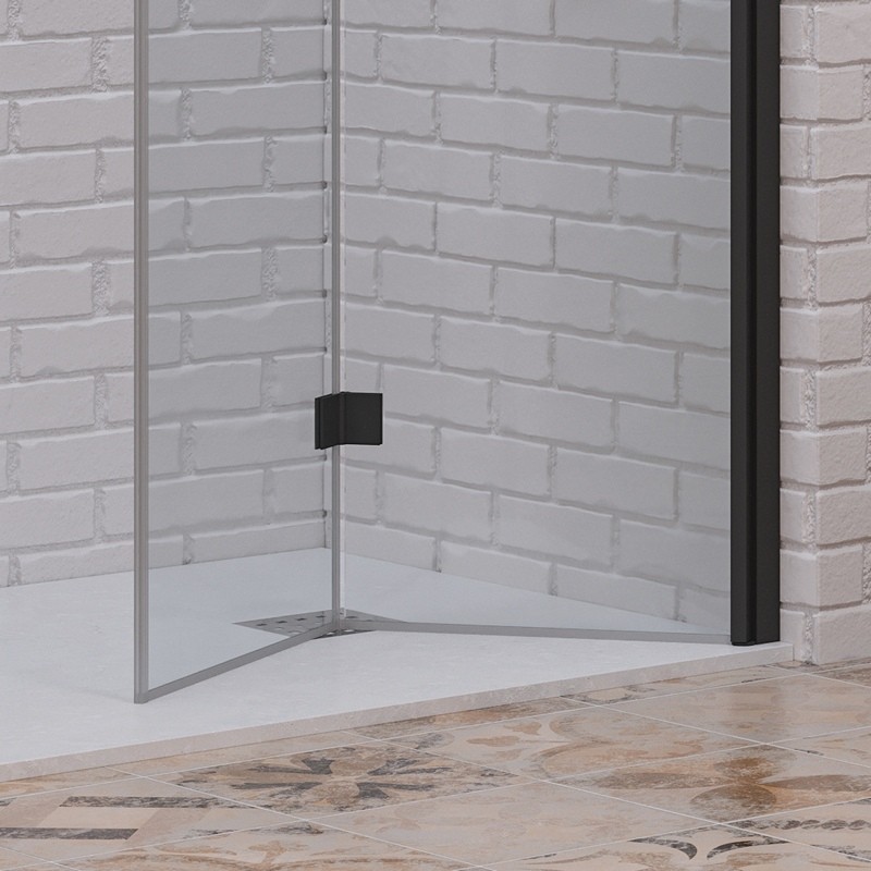 Box doccia 80x80 apertura soffietto e lato fisso colore nero | KS7000N kamalu - 4