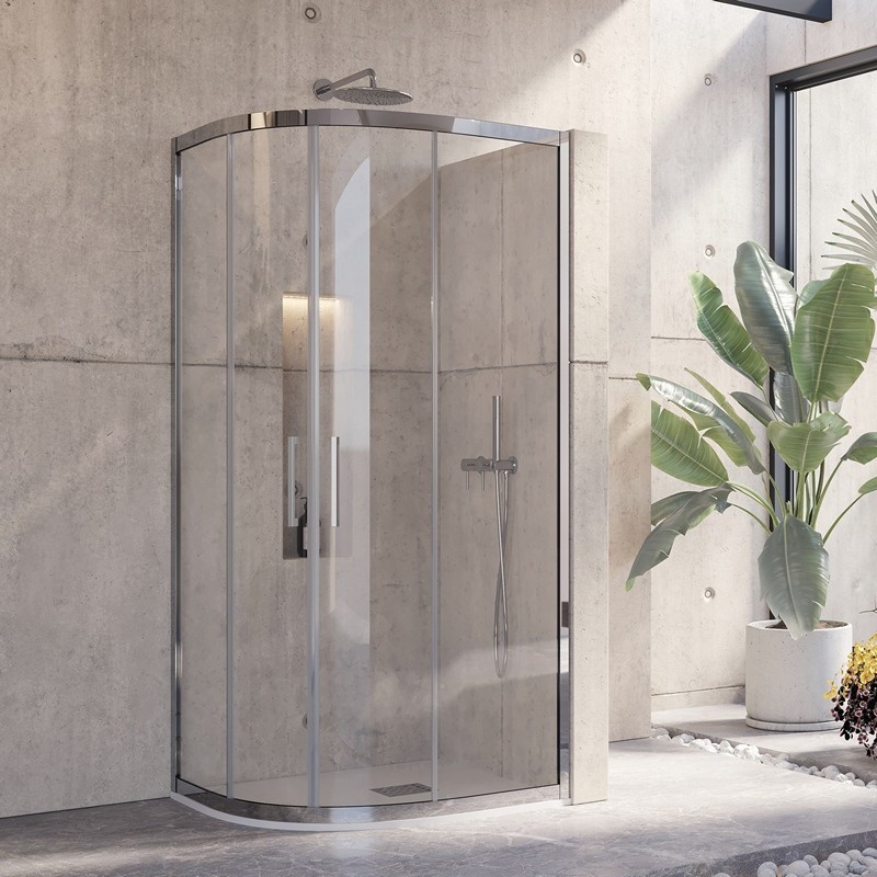 Cabina doccia 80x80 semicircolare in acciaio vetro 8mm KS8000 kamalu - 1
