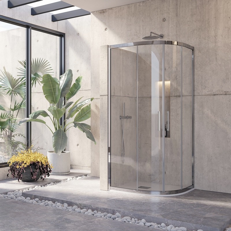 Cabina doccia 80x80 semicircolare in acciaio vetro 8mm KS8000 kamalu - 2