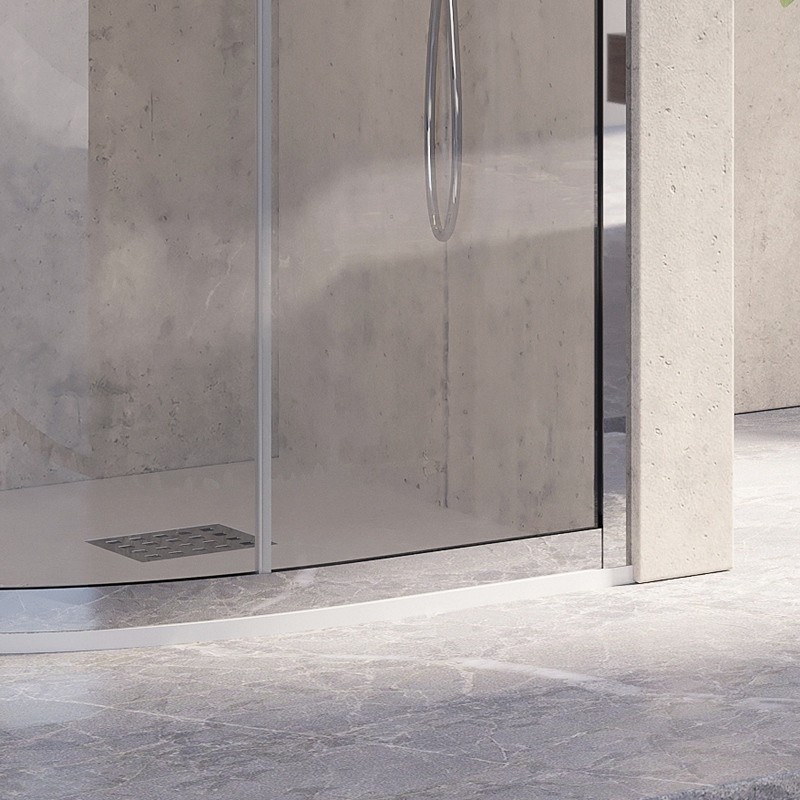 Cabina doccia 80x80 semicircolare in acciaio vetro 8mm KS8000 kamalu - 4