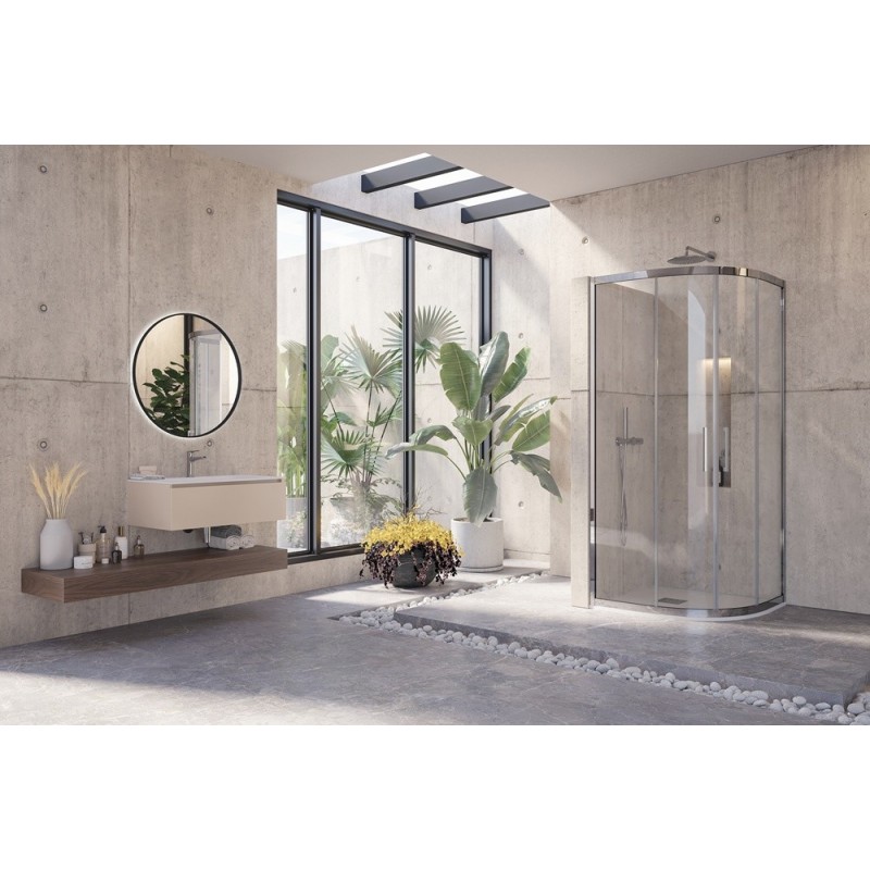 Cabina doccia 80x80 semicircolare in acciaio vetro 8mm KS8000 kamalu - 6