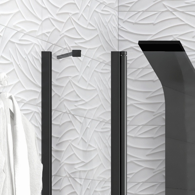 Cabina doccia nera 80x80 doppio battente | KPX1000N kamalu - 5