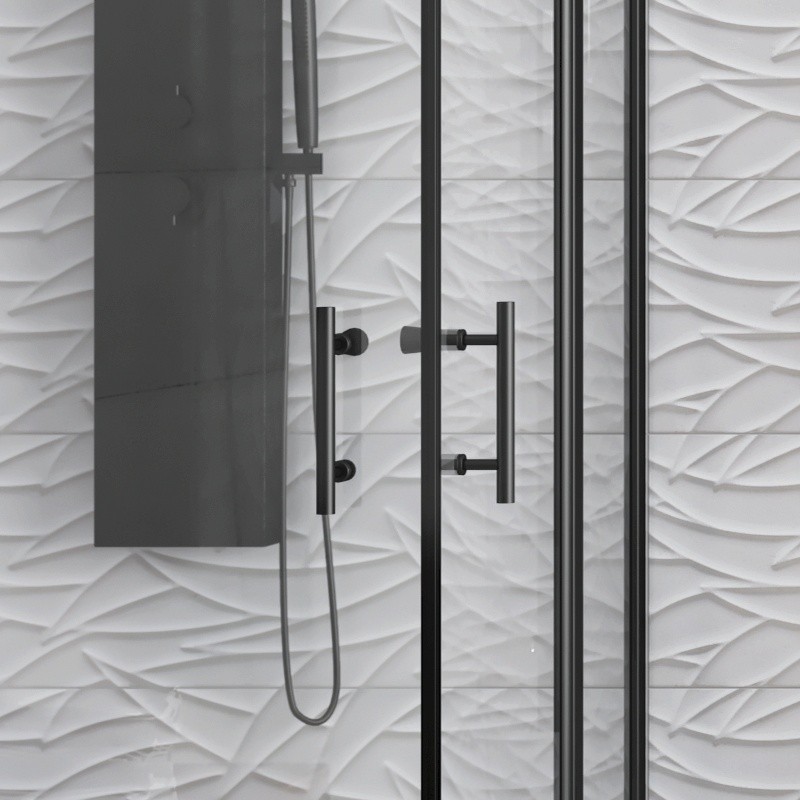 Cabina doccia nera 80x80 doppio battente | KPX1000N kamalu - 6