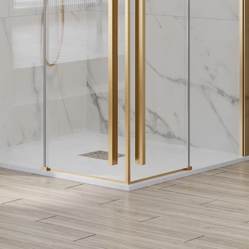 Box doccia 80x80 colore oro satinato doppio scorrevole vetro 8mm | KSA1000G kamalu - 5