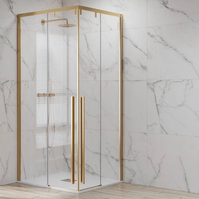 Box doccia 80x80 colore oro satinato doppio scorrevole vetro 8mm | KSA1000G kamalu - 6