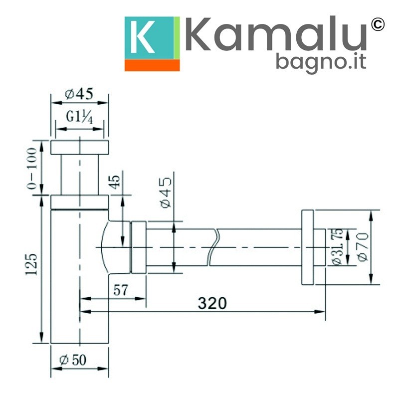 Sifone di scarico per lavabo colore bianco opaco | KS050W kamalu - 2