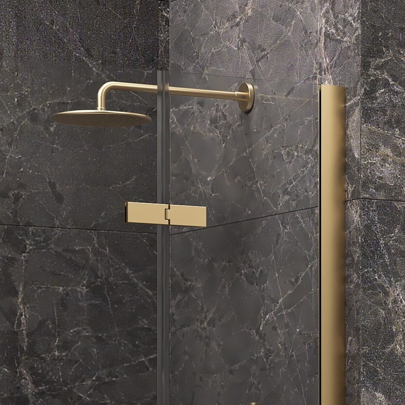Porta doccia 155 cm battente e 2 fissi oro spazzolato | KT6000G kamalu - 6