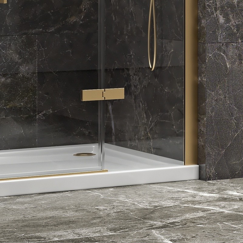 Porta doccia 160 cm battente e 2 fissi oro spazzolato | KT6000G kamalu - 5