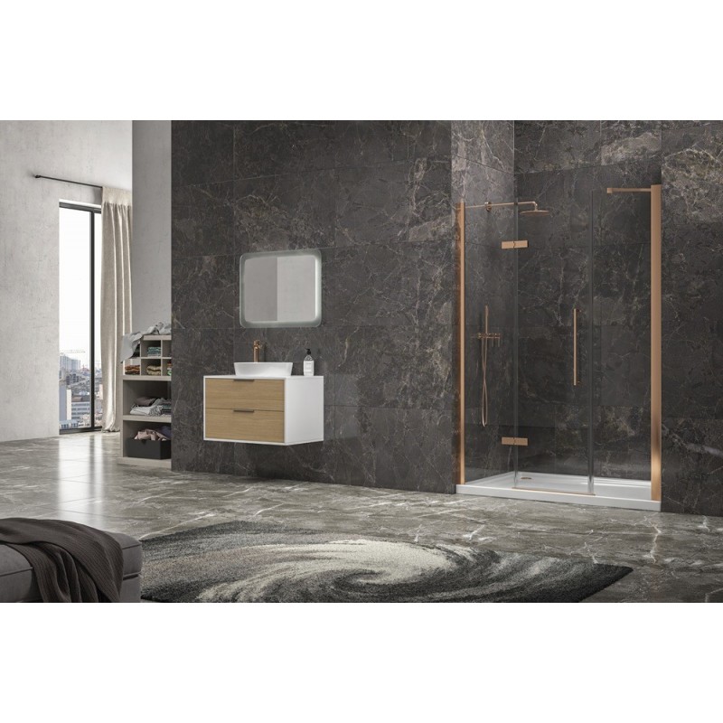 Porta doccia 165cm battente e 2 fissi oro rosa spazzolato | KT6000RG kamalu - 4