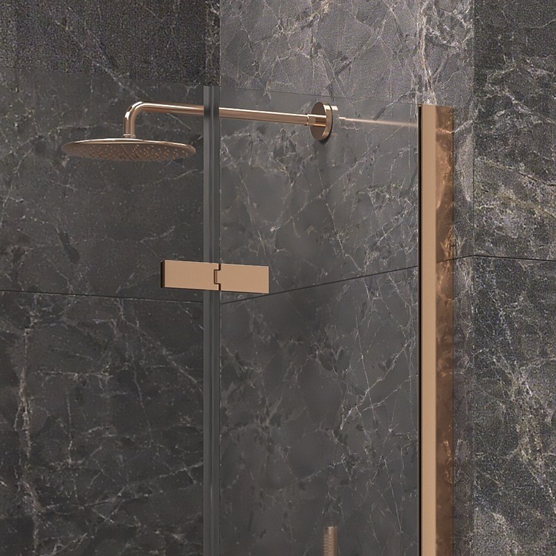 Porta doccia 180cm battente e 2 fissi oro rosa spazzolato | KT6000RG kamalu - 6