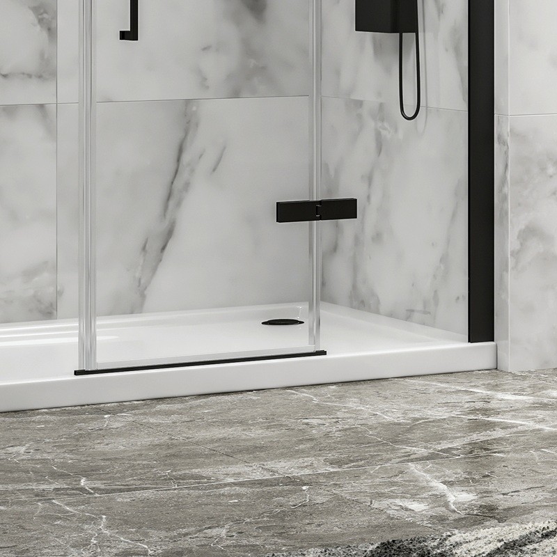 Porta doccia 135cm battente e 2 fissi colore nero | KT6000N kamalu - 4