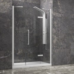 Porta doccia 140cm battente e 2 fissi colore bianco | KT6000B kamalu - 1