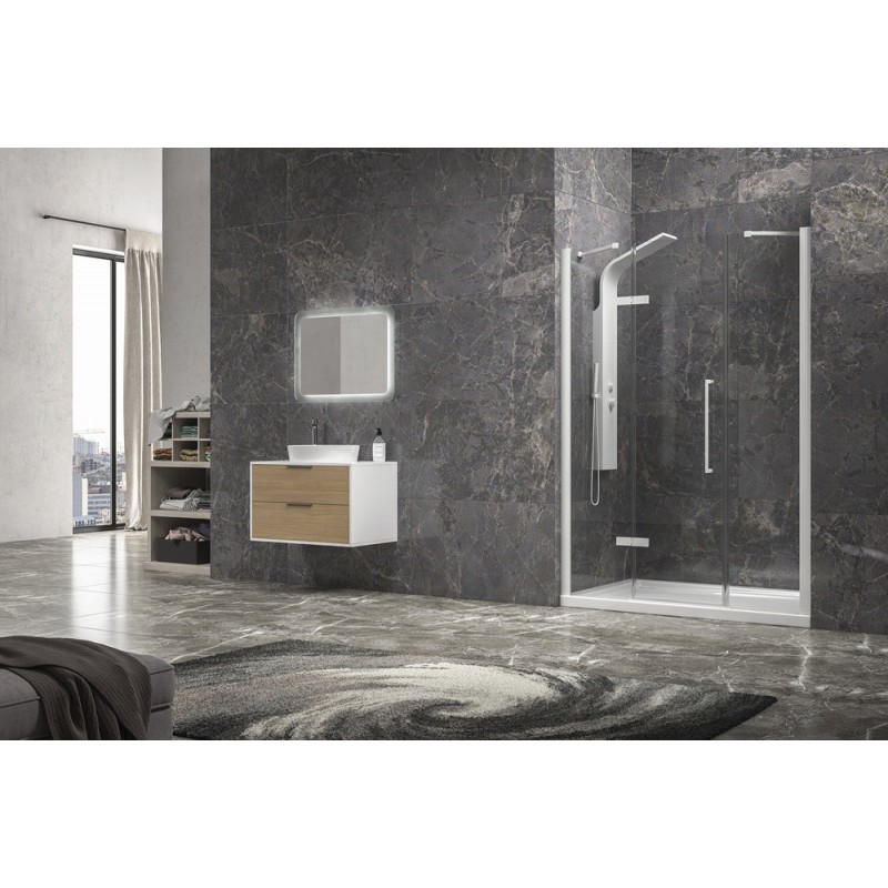 Porta doccia 170cm battente e 2 fissi colore bianco | KT6000B kamalu - 4