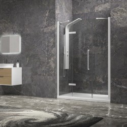 Porta doccia 170cm battente e 2 fissi colore bianco | KT6000B kamalu - 1