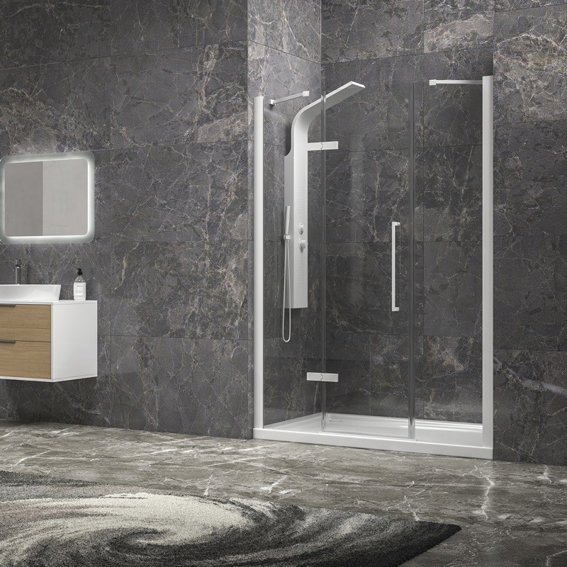 Porta doccia 180cm battente e 2 fissi colore bianco | KT6000B kamalu - 1