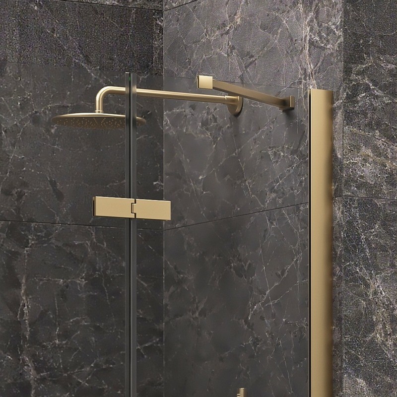 Porta doccia 90cm battente e fisso oro spazzolato | KT4000G kamalu - 6