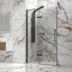 Porta doccia battente 120 cm nera con fisso | KT4000N kamalu - 1