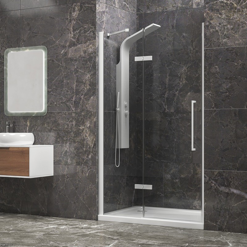 Porta doccia 120cm battente e fisso colore bianco | KT4000B kamalu - 2