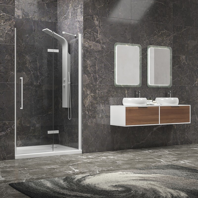 Porta doccia 120cm battente e fisso colore bianco | KT4000B kamalu - 1