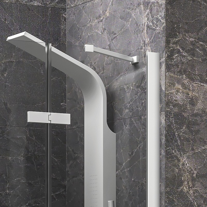 Porta doccia 130cm battente e fisso colore bianco | KT4000B kamalu - 6
