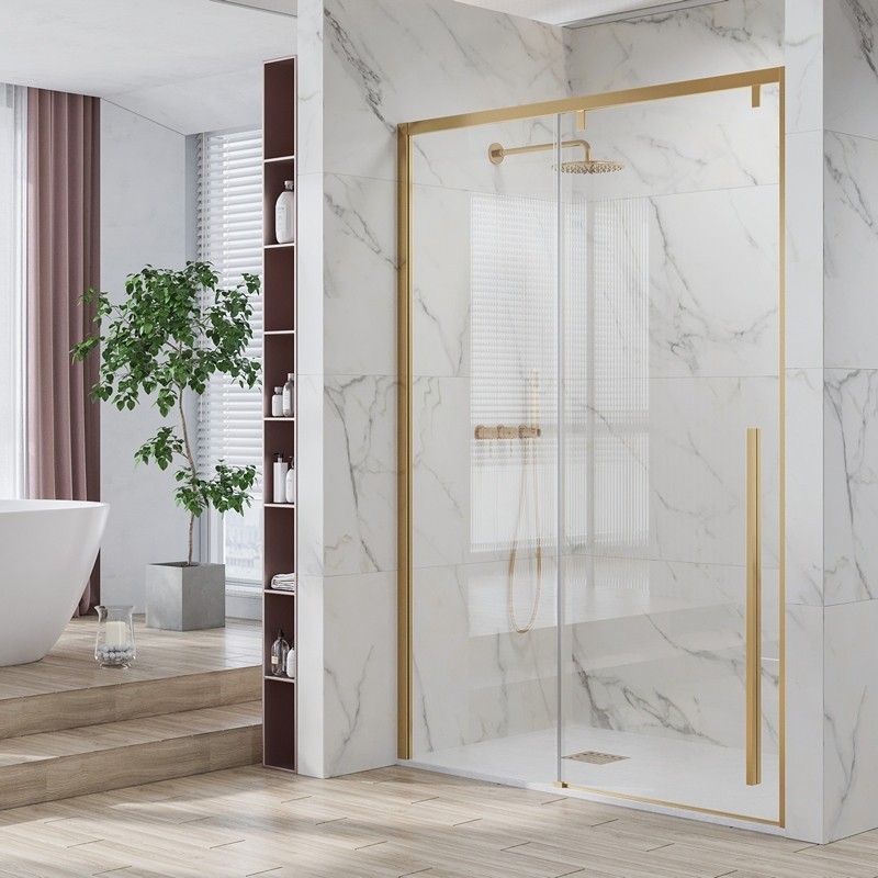 Doccia nicchia oro spazzolato 150cm scorrevole altezza 200cm | KSA4000G kamalu - 2