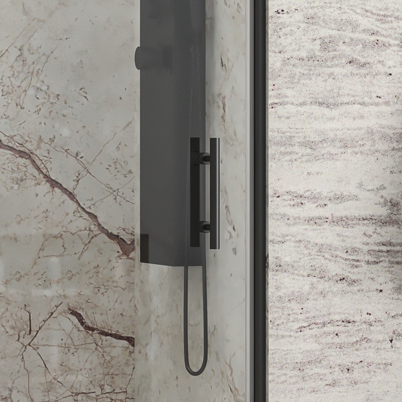 Porta doccia battente 80-85cm e fisso colore nero | KPX4000N kamalu - 4