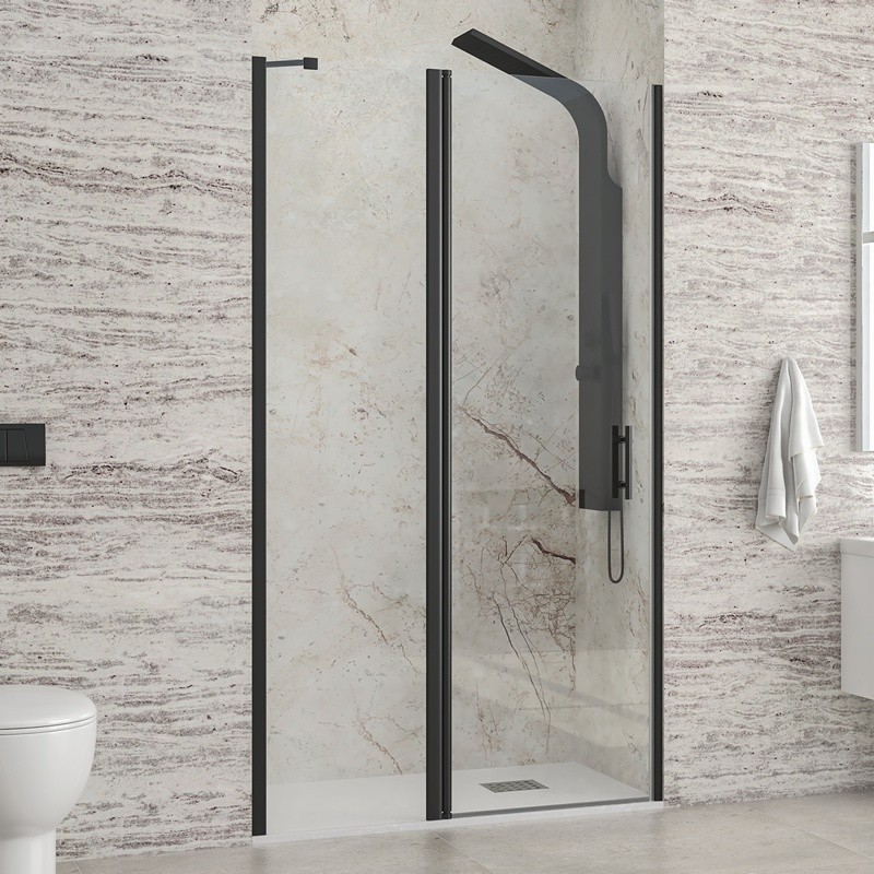 Porta doccia battente 80-85cm e fisso colore nero | KPX4000N kamalu - 2