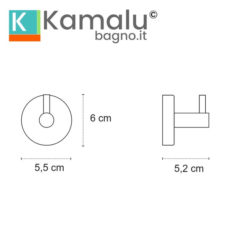 Appendino bagno in acciaio inox finitura nero opaco 6cm | MIRA-N kamalu - 2