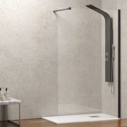 Parete doccia walk in 50 cm con profilo nero opaco | KW-100B kamalu - 1