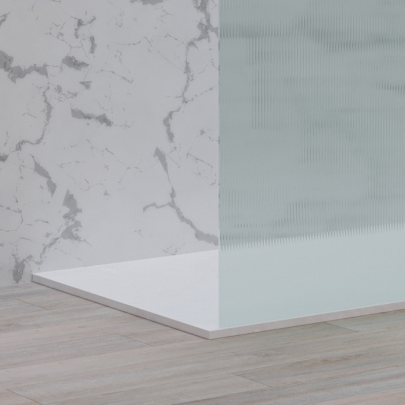 Doccia walk in 120 con profilo nero e vetro scanalato fluted | KW-100BFL kamalu - 4