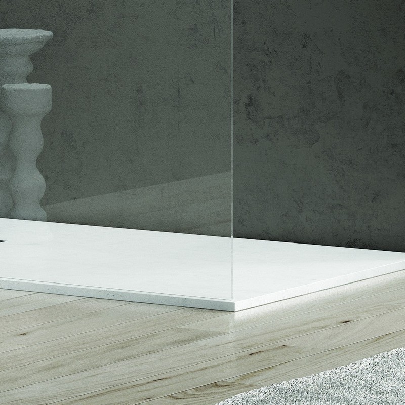 Doccia walkin per bagni piccolo 60 cm con profilo bianco opaco |  KW-100W kamalu - 3