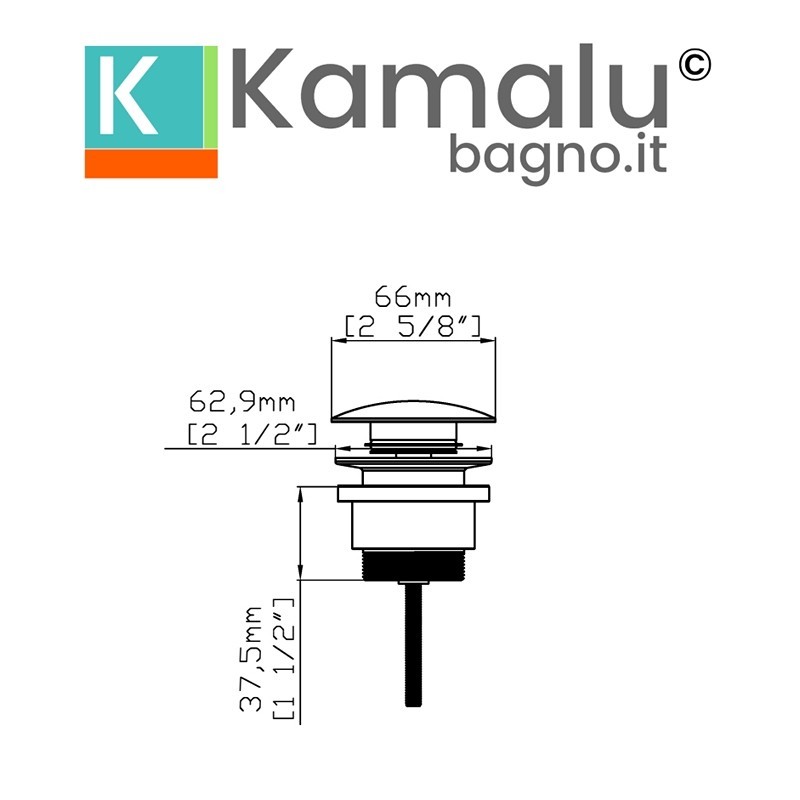 Piletta lavabo Click Clack universale finitura satinata | KAM-G900S kamalu - 2